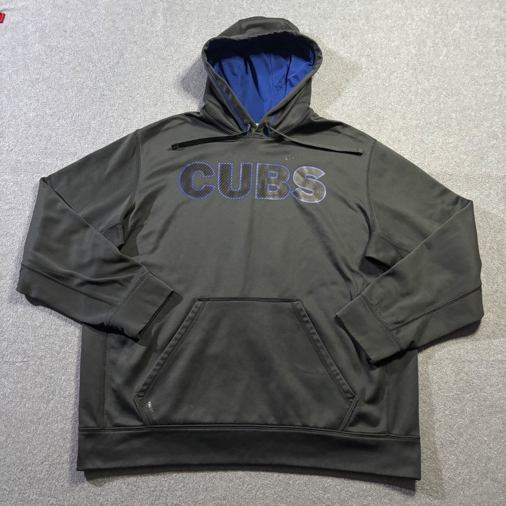 Nike Chicago Cubs Hoodie Men's XL Grey Therma-FIT Pullover MLB 29194X-CB5